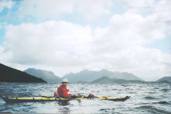 Andreas with Rosinante on Lake Pedder 2002